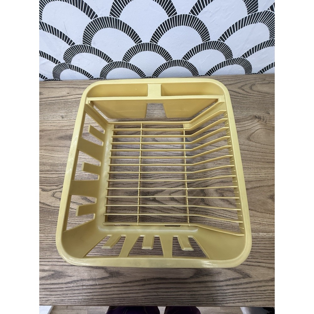 Vintage Rubbermaid Twin Sink Dish Drainer Drying Rack No. 6049 Almond Yellow